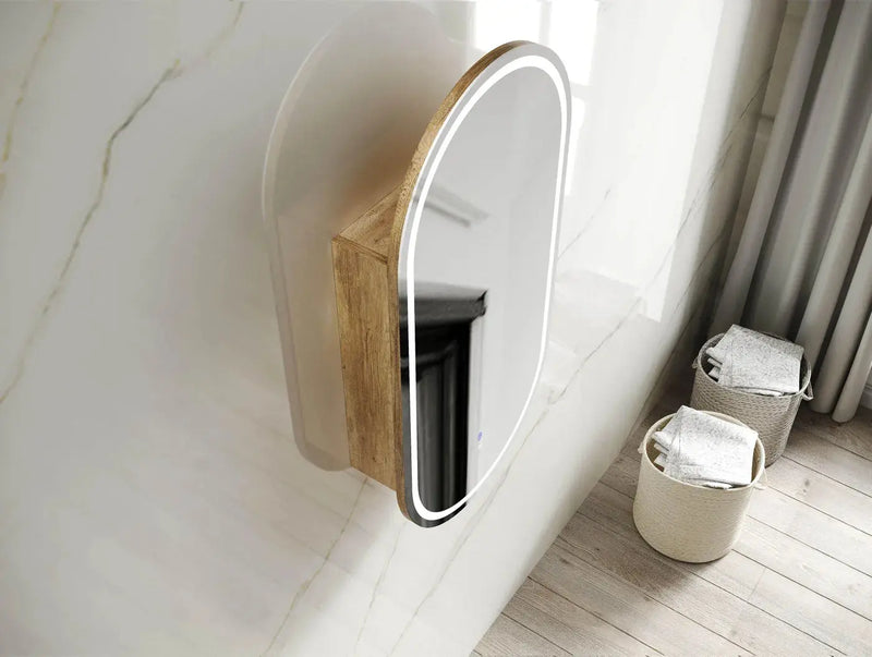 LED Noosa Natural Oak Shaving Cabinet  900(H)x450(W)mm - FIL Kitchen Bathroom