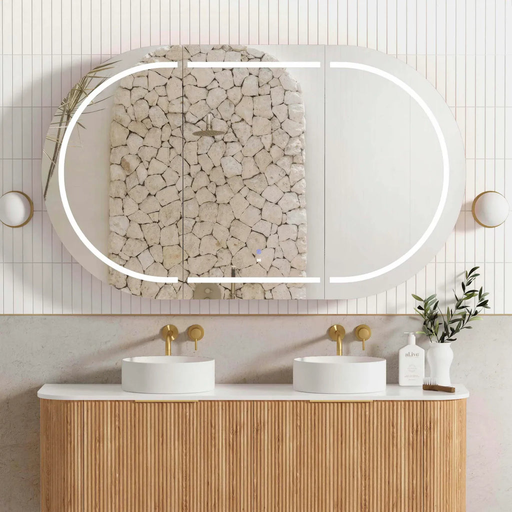 LED Bondi Shaving Cabinet Natural Oak/White/Black Oak 1500(W)x900(H)mm