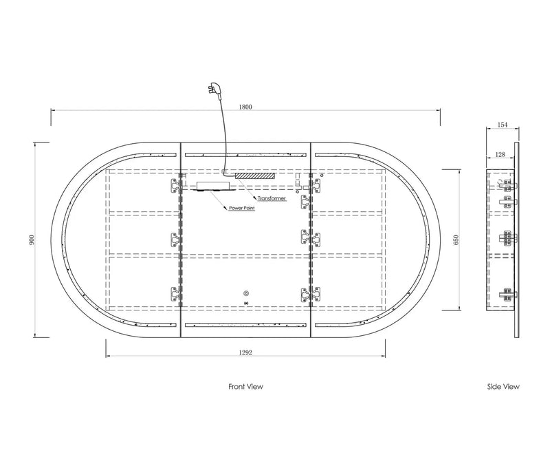 LED Bondi Shaving Cabinet Natural Oak/White/ Black Oak  1800(W)x900(H) - FIL Kitchen Bathroom