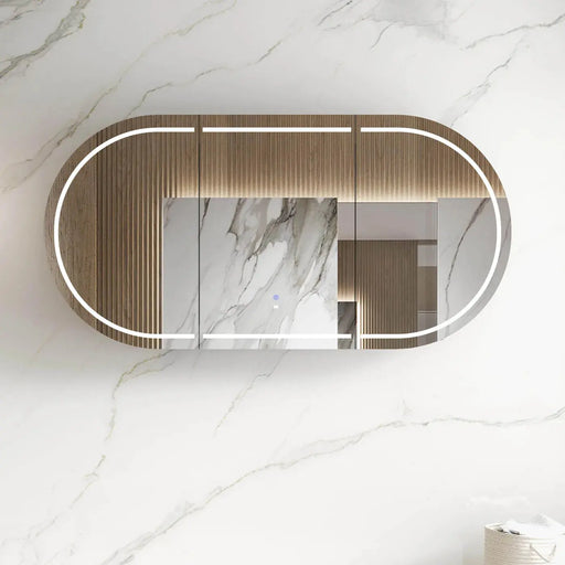 LED Bondi Shaving Cabinet Natural Oak/White/ Black Oak  1800(W)x900(H) - FIL Kitchen Bathroom