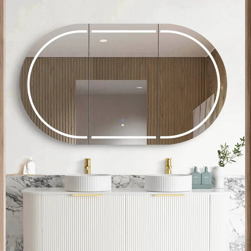 LED Bondi Shaving Cabinet Natural Oak/White/Black Oak 1500(W)x900(H)mm - FIL Kitchen Bathroom