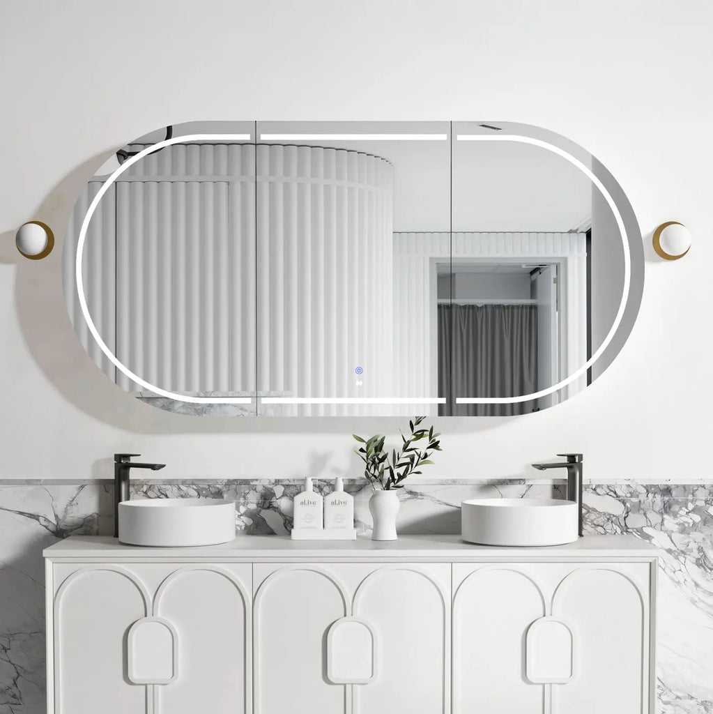 LED Bondi Shaving Cabinet Natural Oak/White/ Black Oak  1800(W)x900(H)