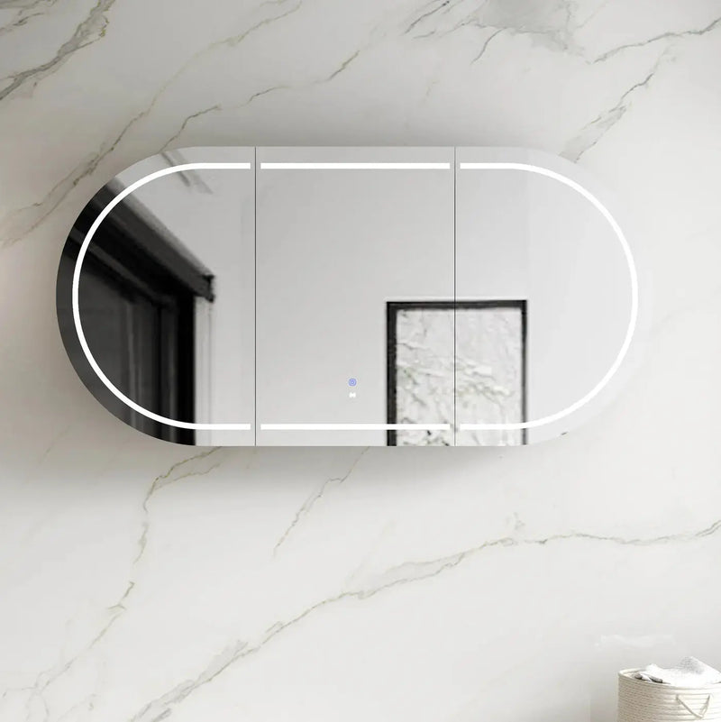 LED Bondi Shaving Cabinet Natural Oak/White/ Black Oak  1800(W)x900(H) - FIL Kitchen Bathroom