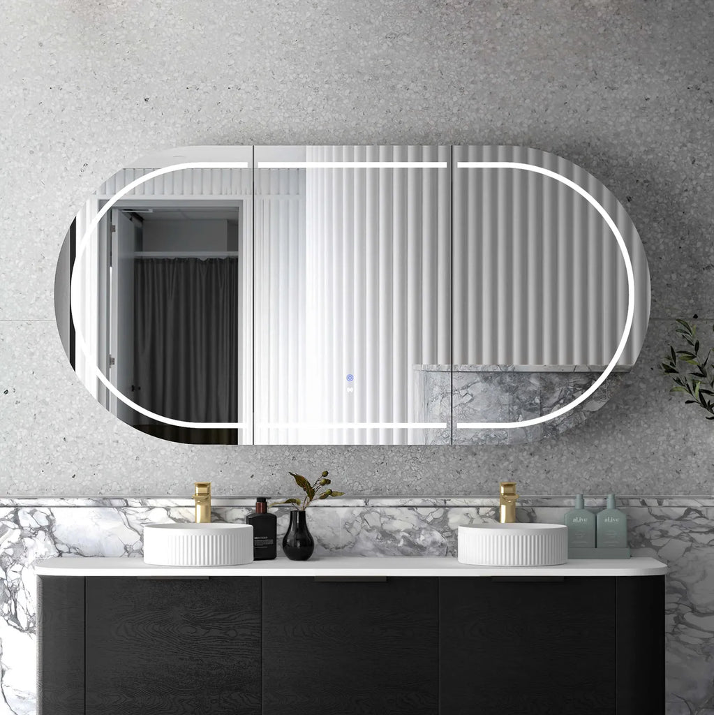 LED Bondi Shaving Cabinet Natural Oak/White/ Black Oak  1800(W)x900(H)