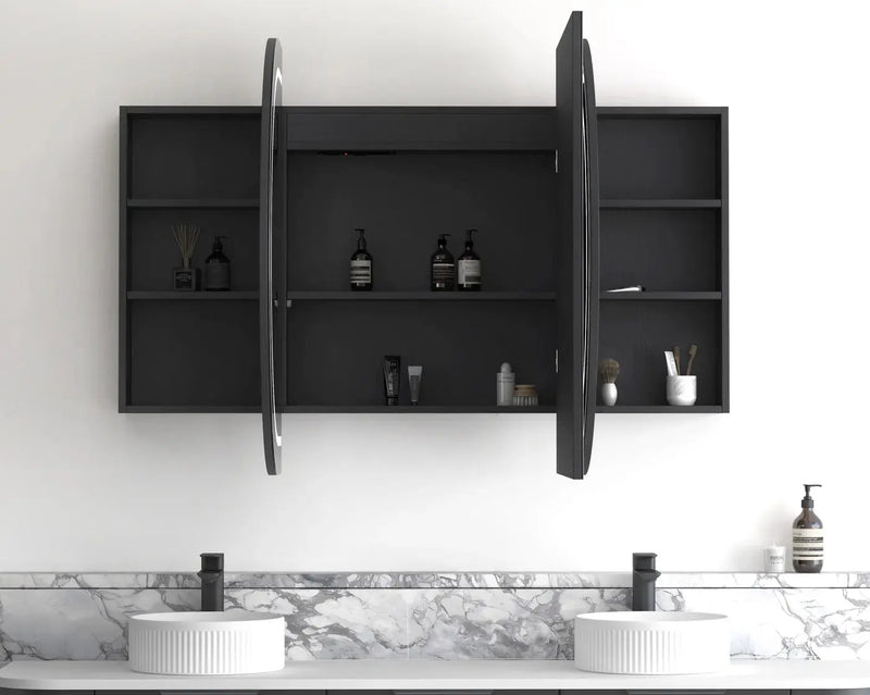 LED Bondi Shaving Cabinet Natural Oak/White/ Black Oak  1800(W)x900(H) - FIL Kitchen Bathroom