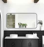 LED Newport Black Metal Frame Mirror 1500(W)x750(H) - FIL Kitchen Bathroom