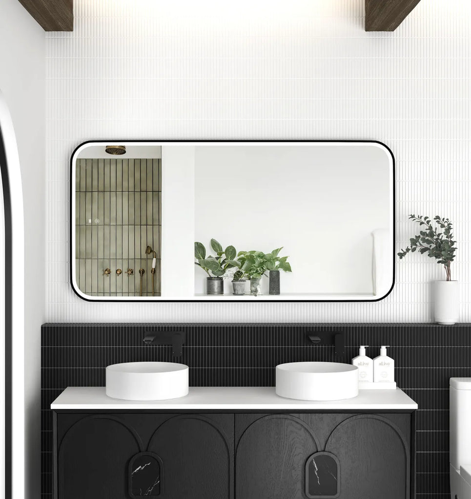LED Newport Black Metal Frame Mirror 1500(W)x750(H)