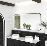 LED Newport Black Metal Frame Mirror 1500(W)x750(H) - FIL Kitchen Bathroom
