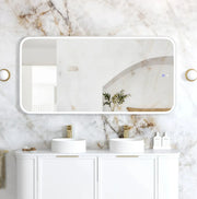 LED Newport White Metal Frame Mirror 1500(W)x750(H) - FIL Kitchen Bathroom