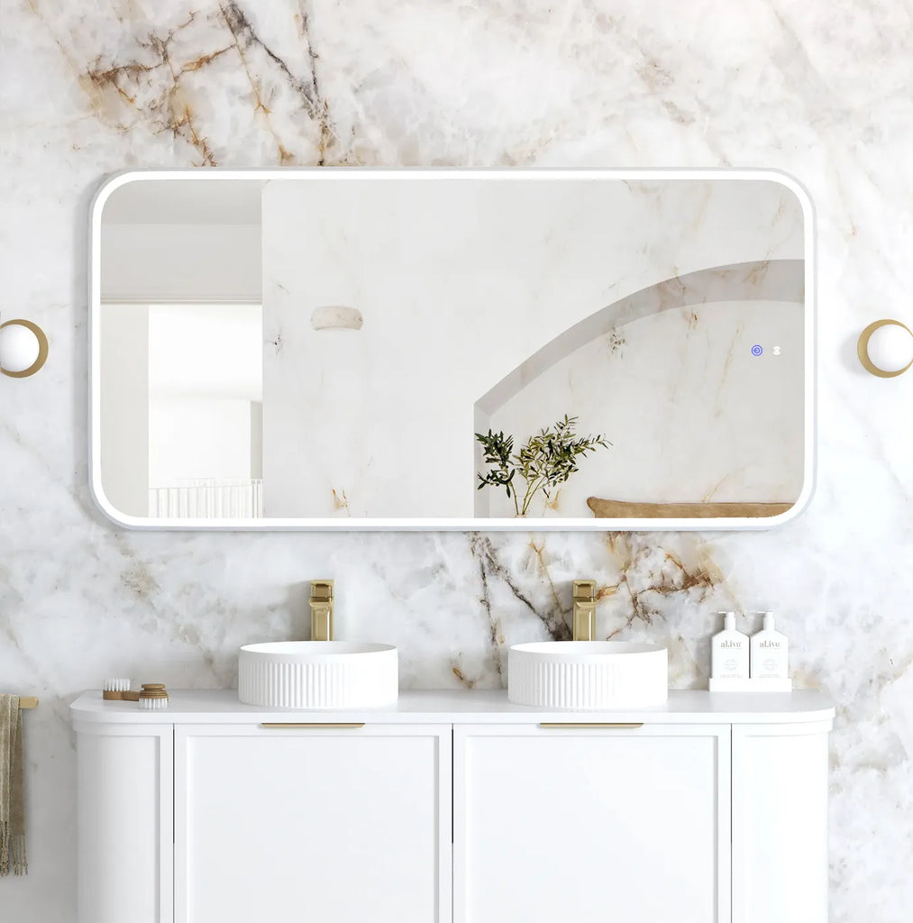 LED Newport White Metal Frame Mirror 1500(W)x750(H)