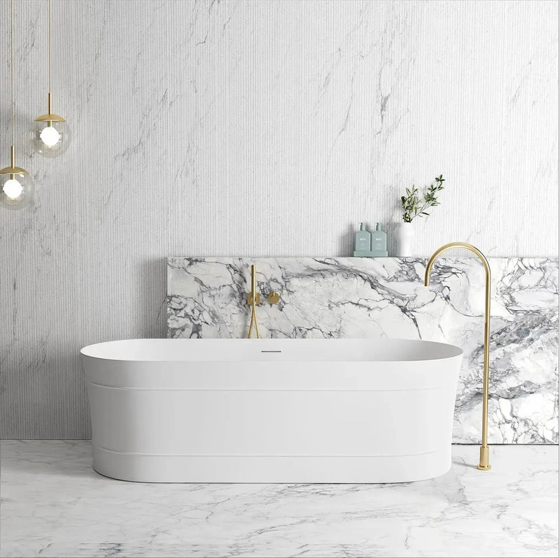 Attica Bondi Matte White Bath with Overflow 1500mm/1700mm - FIL Kitchen Bathroom