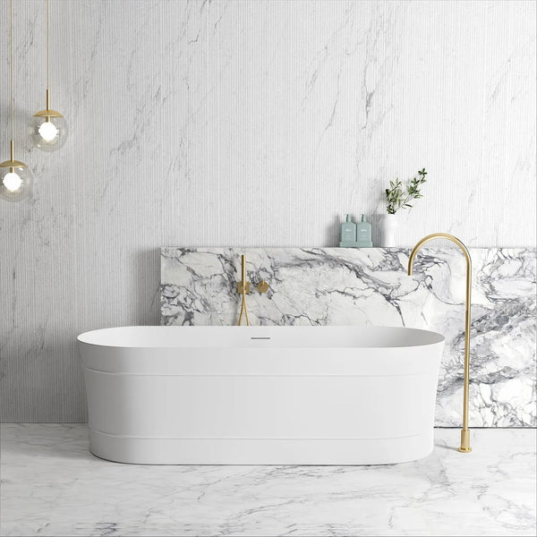 Attica Bondi Matte White Bath with Overflow 1500mm/1700mm