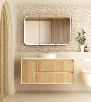 Byron Fluted Woodland Oak Wall Hung Vanity 1200mm - FIL Kitchen Bathroom
