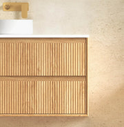 Byron Fluted Woodland Oak Wall Hung Vanity 1200mm - FIL Kitchen Bathroom