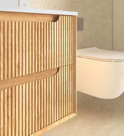 Byron Fluted Woodland Oak Double  Wall Hung Vanity 1800mm - FIL Kitchen Bathroom