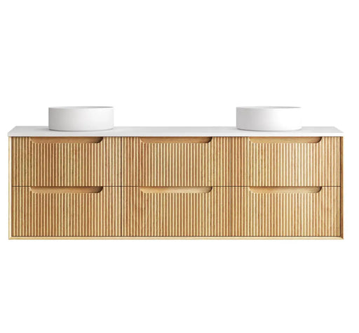 Byron Fluted Woodland Oak Double  Wall Hung Vanity 1800mm - FIL Kitchen Bathroom