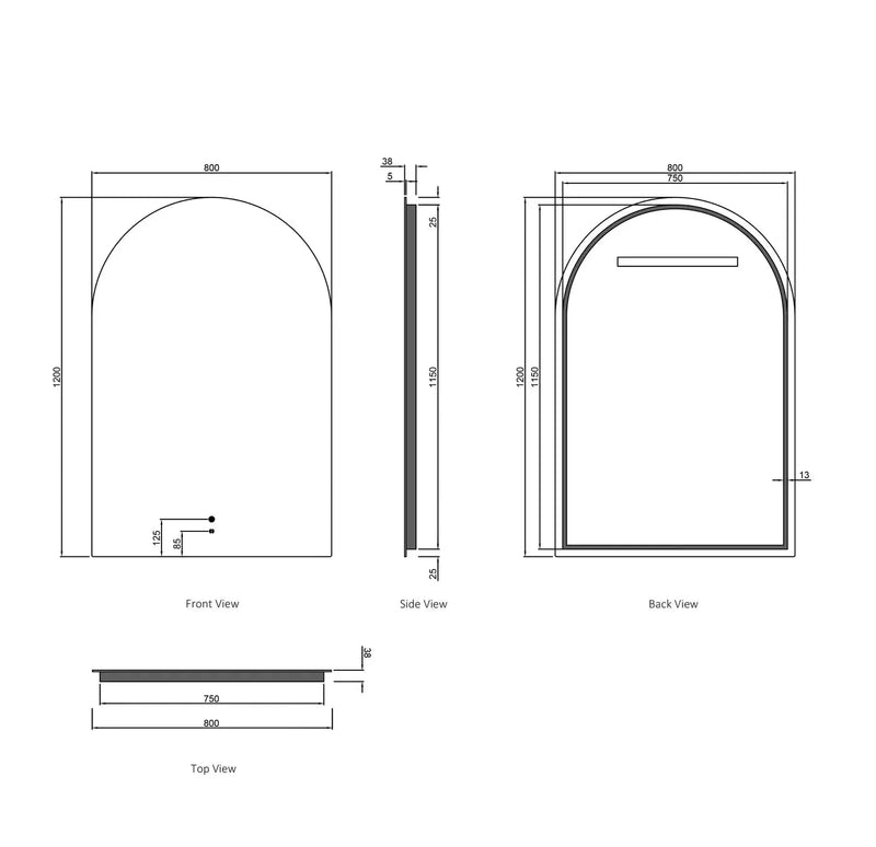 LED Archie Frameless Mirror 1200(H)x800(W) - FIL Kitchen Bathroom