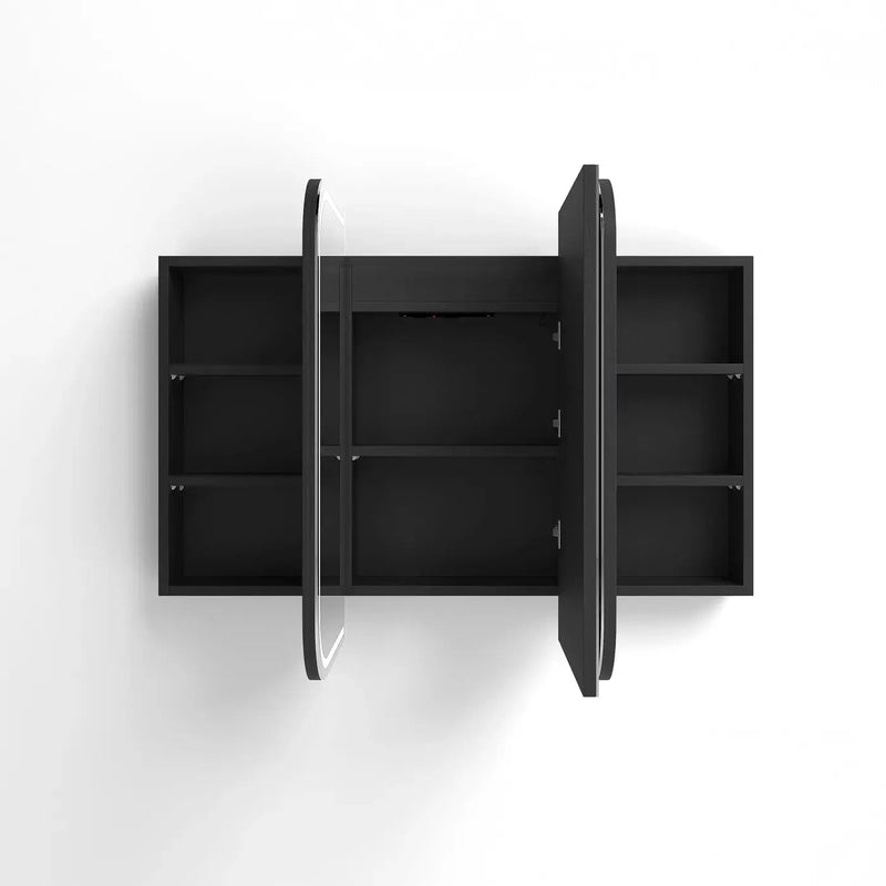 Newport LED Shaving Cabinet Black Oak 1200(W)x750(H) - FIL Kitchen Bathroom