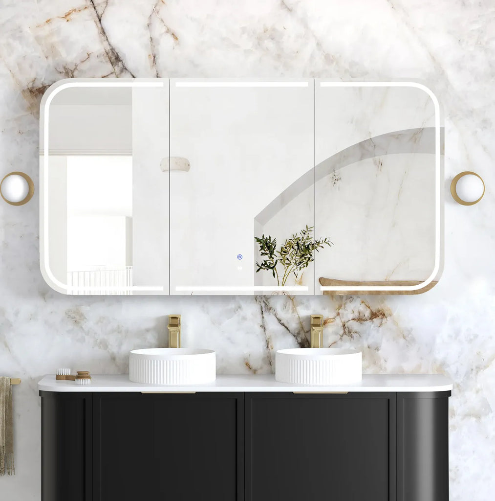 Newport LED Shaving Cabinet Black Oak 1500(W)x750(H)