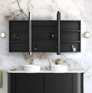 Newport LED Shaving Cabinet Black Oak 1500(W)x750(H) - FIL Kitchen Bathroom