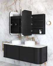 Newport LED Shaving Cabinet Black Oak 1500(W)x750(H) - FIL Kitchen Bathroom