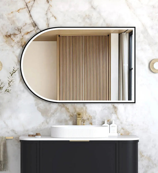 LED Archie Black Metal Frame Mirror 1200(H)x800(W) - FIL Kitchen Bathroom