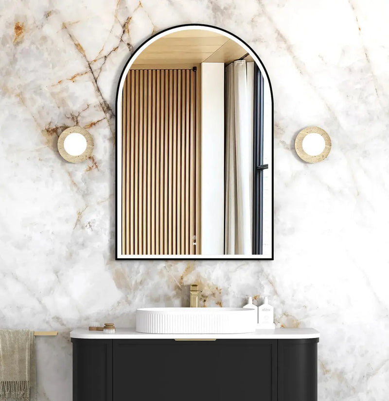 LED Archie Black Metal Frame Mirror 1200(H)x800(W) - FIL Kitchen Bathroom