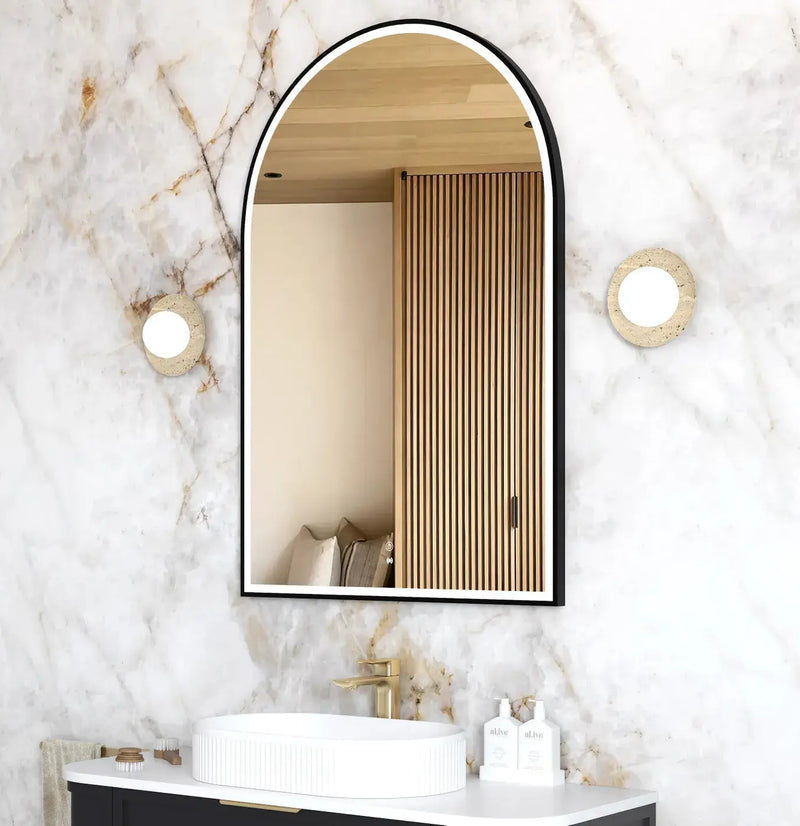 LED Archie Black Metal Frame Mirror 1200(H)x800(W) - FIL Kitchen Bathroom