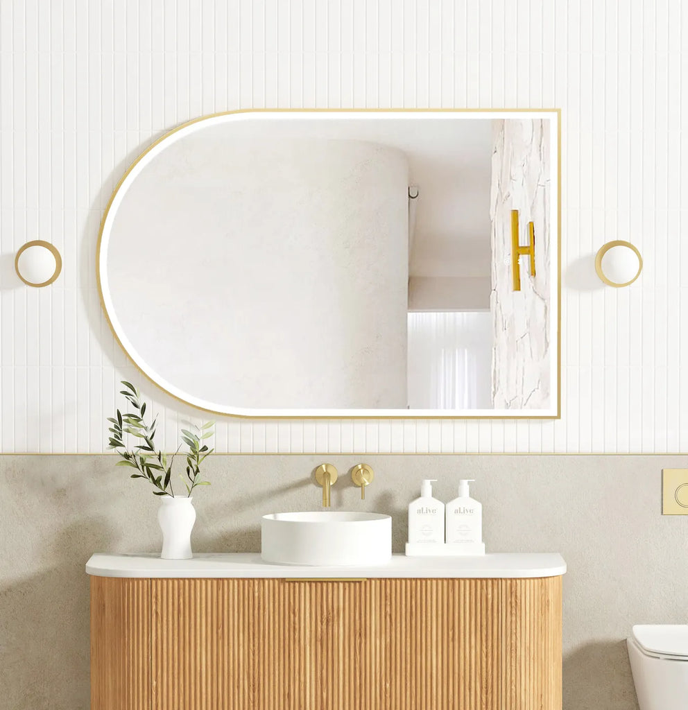 LED Archie Gold Metal Frame Mirror 1200(H)x800(W)