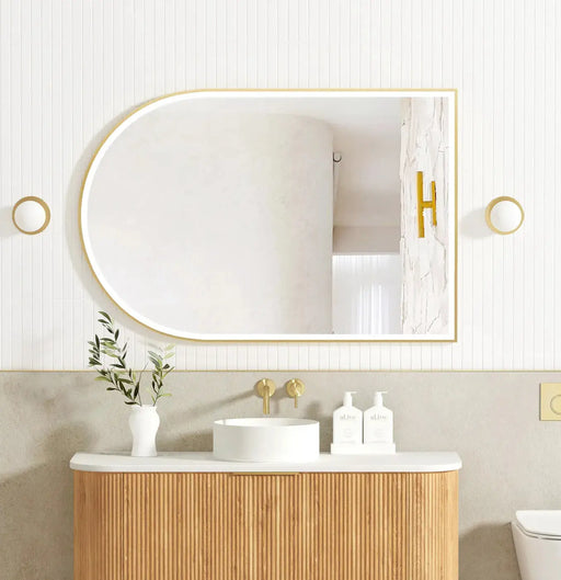 LED Archie Gold Metal Frame Mirror 1200(H)x800(W) - FIL Kitchen Bathroom