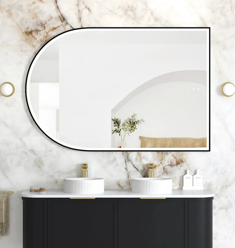 LED Archie Black Metal Frame Mirror 1500(H)x1000(W) - FIL Kitchen Bathroom