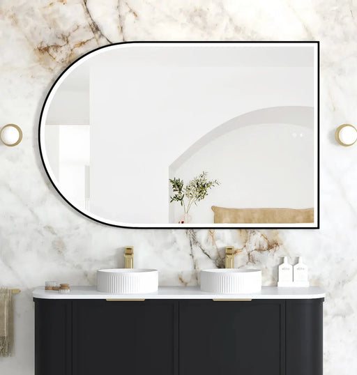 LED Archie Black Metal Frame Mirror 1500(H)x1000(W) - FIL Kitchen Bathroom