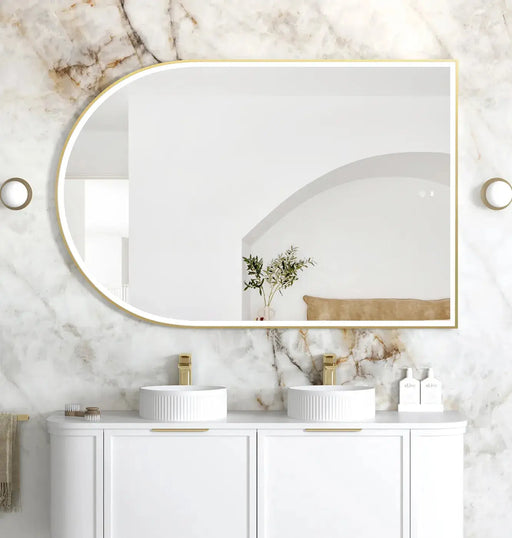 LED Archie Gold Metal Frame Mirror 1500(H)x1000(W) - FIL Kitchen Bathroom