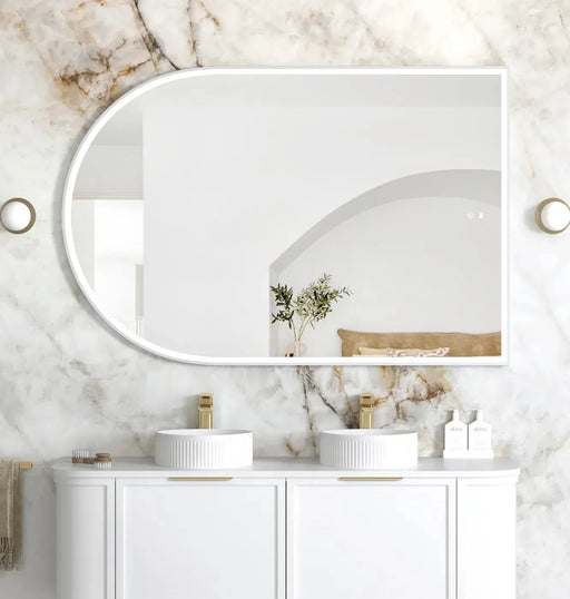 LED Archie White Metal Frame Mirror 1500(H)x1000(W) - FIL Kitchen Bathroom