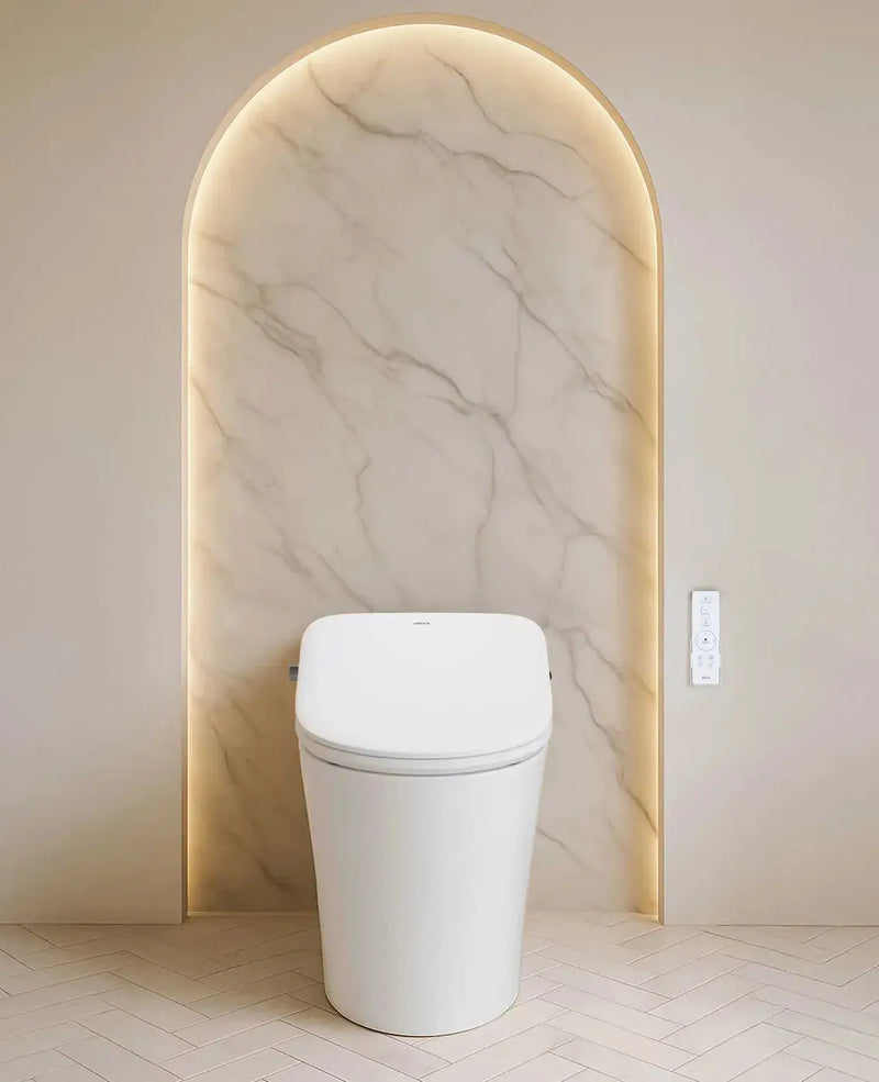 Attica Gaia Wellness Spa Smart Bidet Seat With Remote Control D-Shaped Gloss White - FIL Kitchen Bathroom