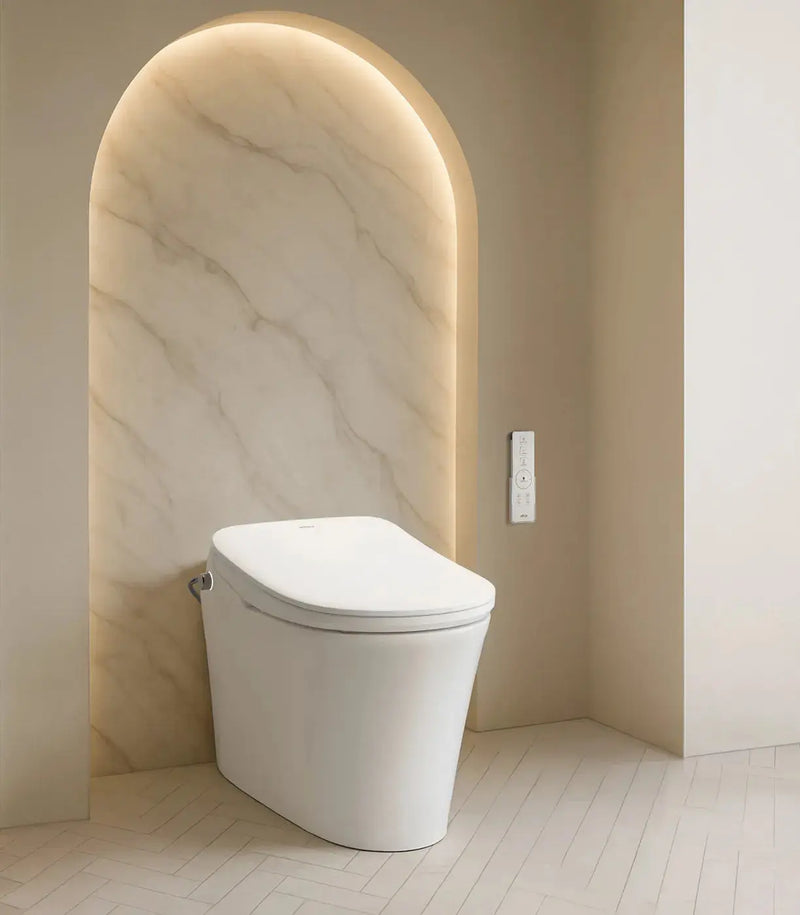 Attica Gaia Wellness Spa Smart Bidet Seat With Remote Control D-Shaped Gloss White - FIL Kitchen Bathroom