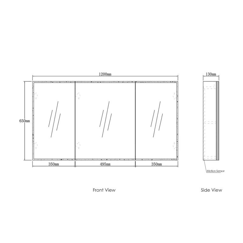 LED Moonlight Shaving Cabinet 3 Doors 1200x650mm - FIL Kitchen Bathroom