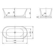 Hampton Freestanding Bathtub OF Gloss White 1500mm/1700mm - FIL Kitchen Bathroom