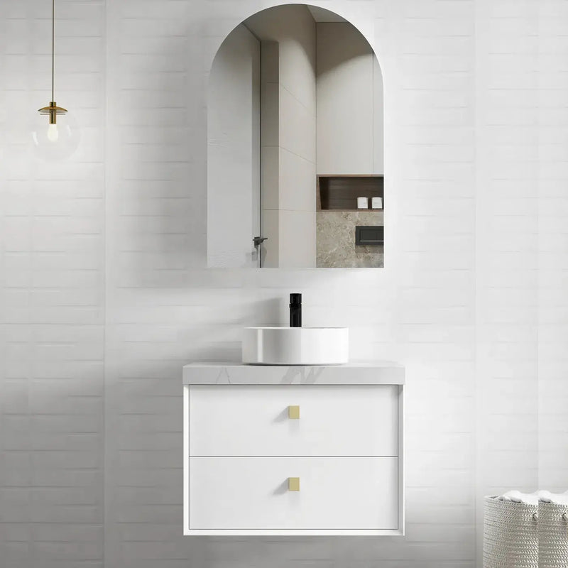 SATIN WHITE BOSTON 750MM WALL HUNG VANITY FIL Kitchen Bathroom