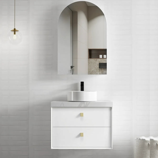 SATIN WHITE BOSTON 750MM WALL HUNG VANITY