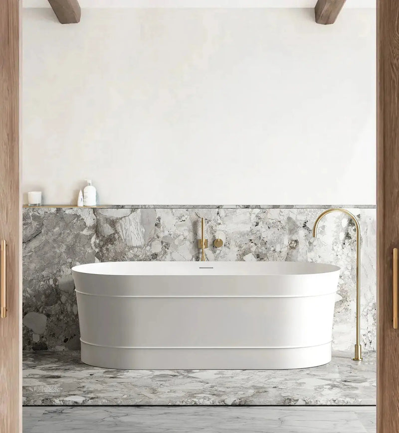 Attica Bondi Matte White Bath with Overflow 1500mm/1700mm - FIL Kitchen Bathroom