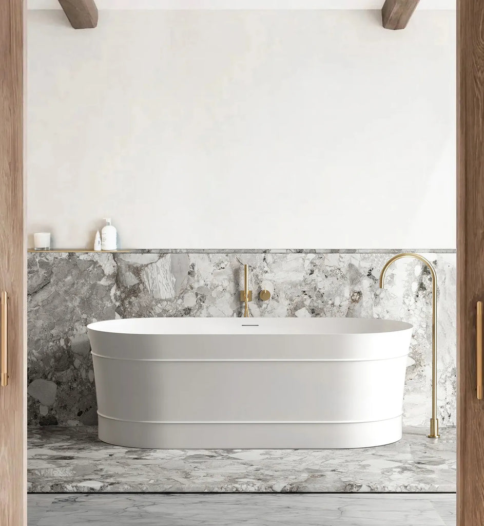 Attica Bondi Matte White Bath with Overflow 1500mm/1700mm