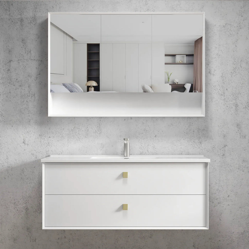 SATIN WHITE BOSTON 1200MM WALL HUNG VANITY