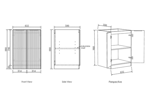 Havana Laundry 630 Sable Walnut Base Cabinet - FIL Kitchen Bathroom