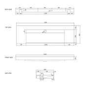MOONLIGHT 1500X460X80MM SOLID SURFACE TOP WALL HUNG BASIN FIL Kitchen Bathroom