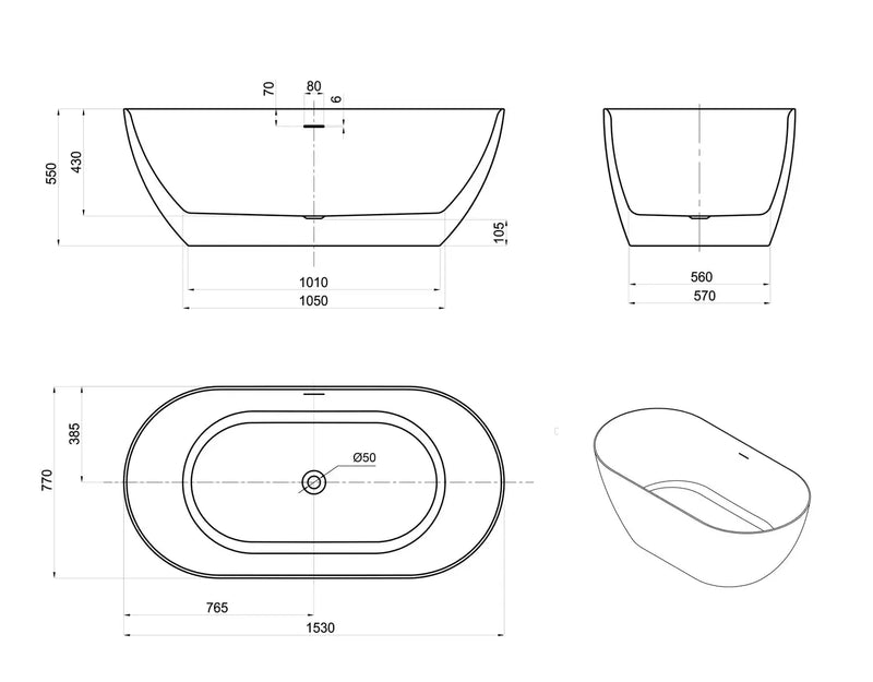 Attica Manolo Bath with Overflow otti