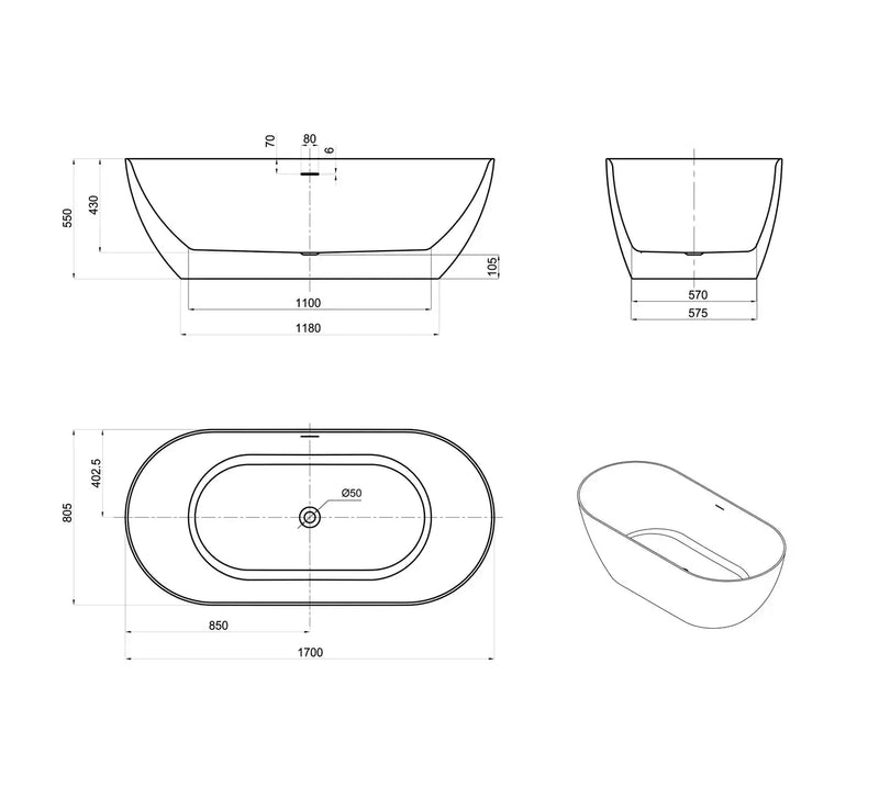 Attica Manolo Bath with Overflow otti