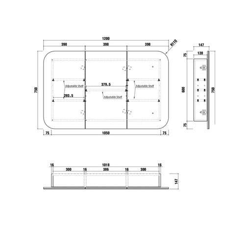 Newport 1200x750 White Shaving Cabinet - FIL Kitchen Bathroom