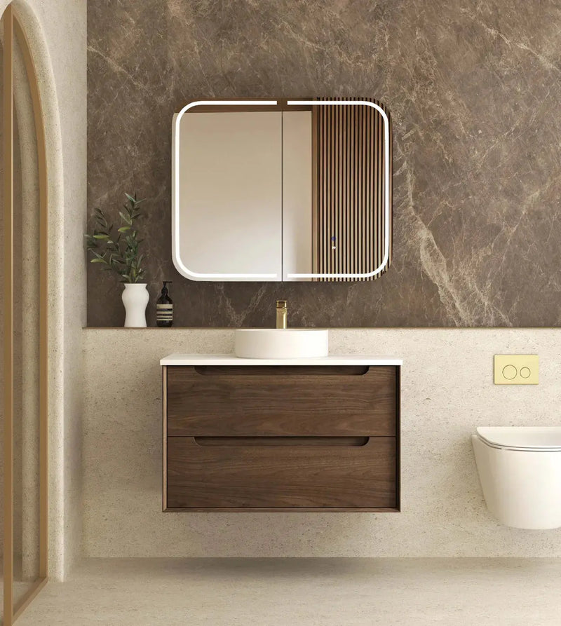 Byron 900mm Sable Walnut Wall Hung Vanity otti