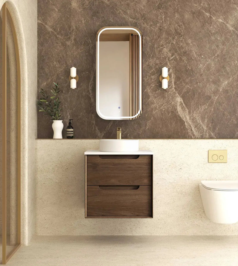 Byron 600mm Sable Walnut Wall Hung Vanity otti